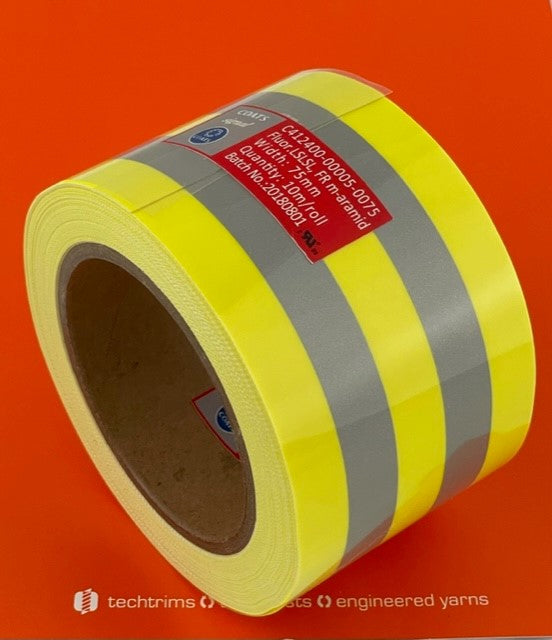 Coats Signal retro-reflective 5-streifig yellow-silver Flammhemmend 75 mm