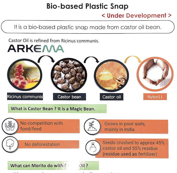 Snaps biobased plastic - made of beans - PA11